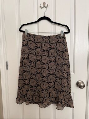 Jacob Black and Tan Paisley Midi Skirt